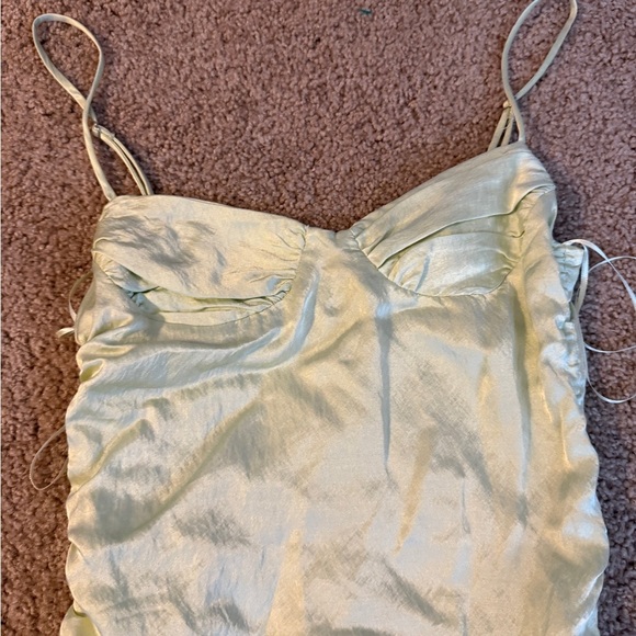 Zara Light Green Satin Mini Dress - Picture 3 of 6